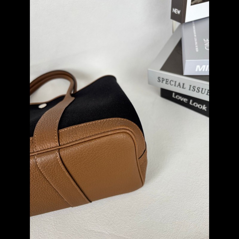 Hermes Garden Party 30 
栗子色拼黑色帆布-4