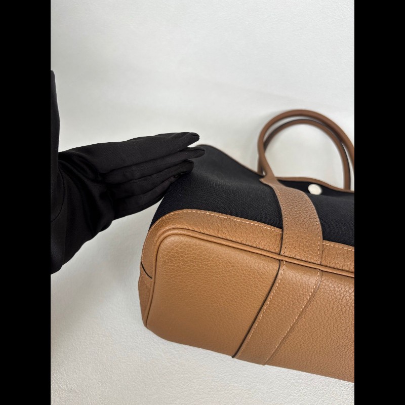 Hermes Garden Party 30 
栗子色拼黑色帆布-5