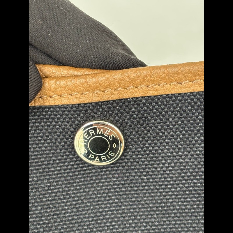 Hermes Garden Party 30 
栗子色拼黑色帆布-11
