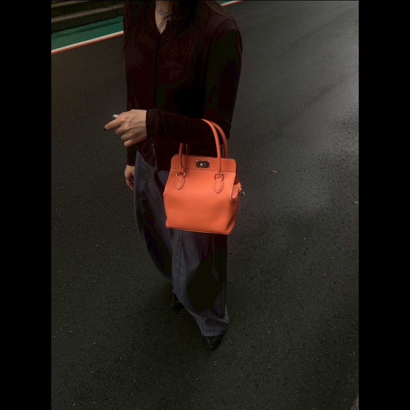 Hermes 銀釦龍蝦粉皮革牛奶盒包 toolbox 20-4