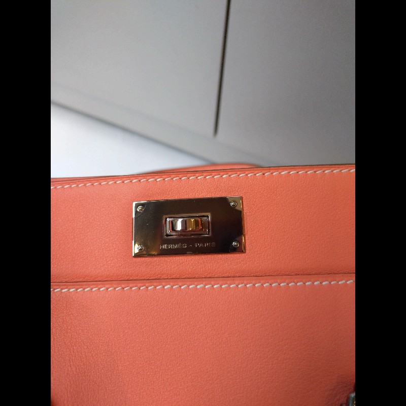 Hermes 銀釦龍蝦粉皮革牛奶盒包 toolbox 20-30