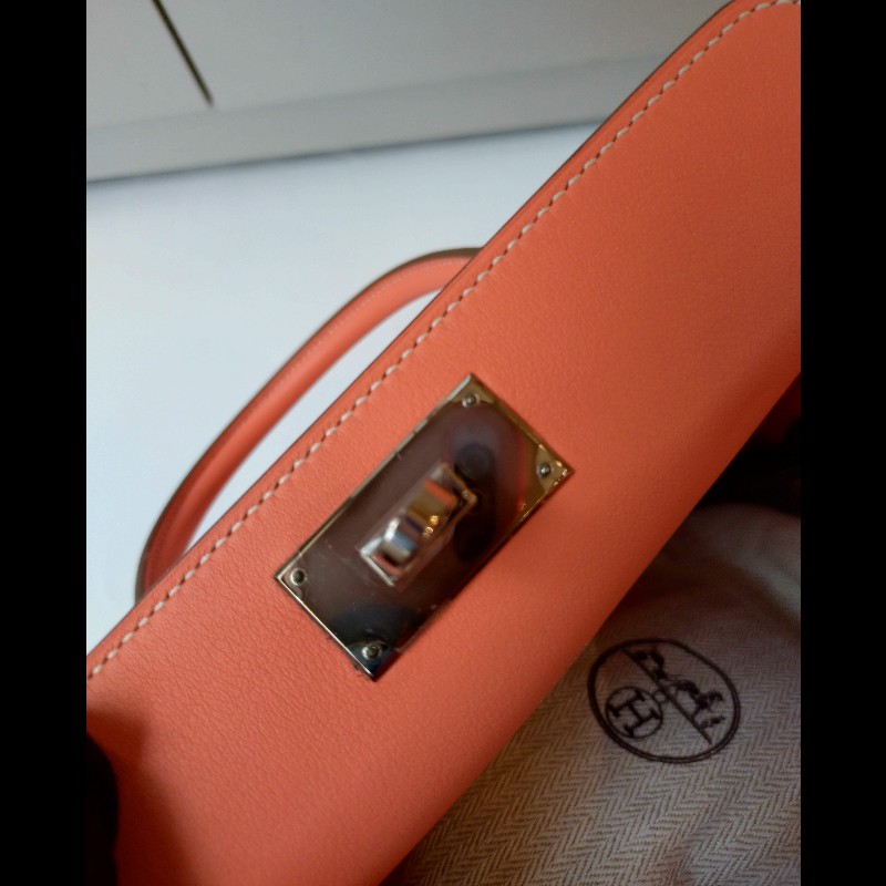 Hermes 銀釦龍蝦粉皮革牛奶盒包 toolbox 20-33