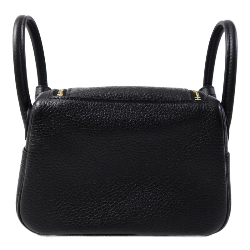 HERMES Clemence皮革Mini Lindy手挽肩背兩用袋Noir-1