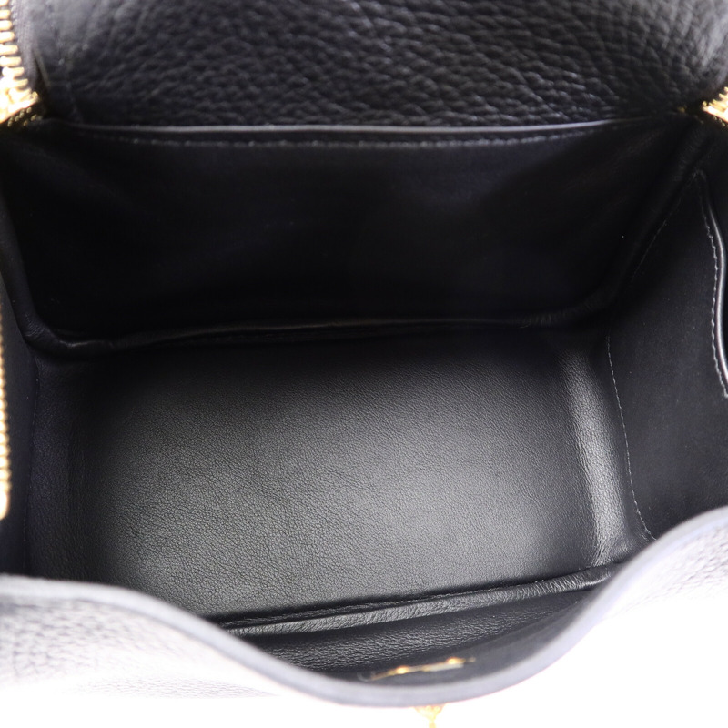 HERMES Clemence皮革Mini Lindy手挽肩背兩用袋Noir-4