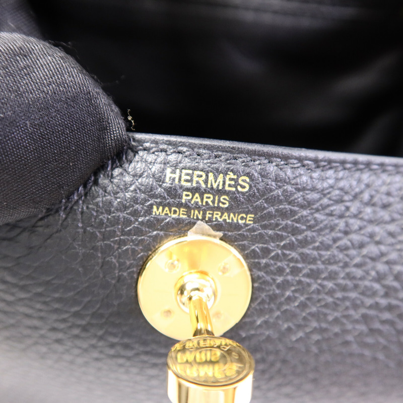 HERMES Clemence皮革Mini Lindy手挽肩背兩用袋Noir-5
