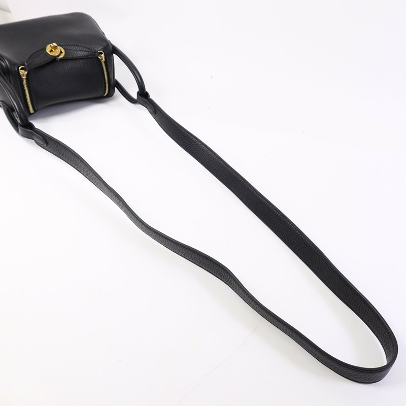 HERMES Clemence皮革Mini Lindy手挽肩背兩用袋Noir-8