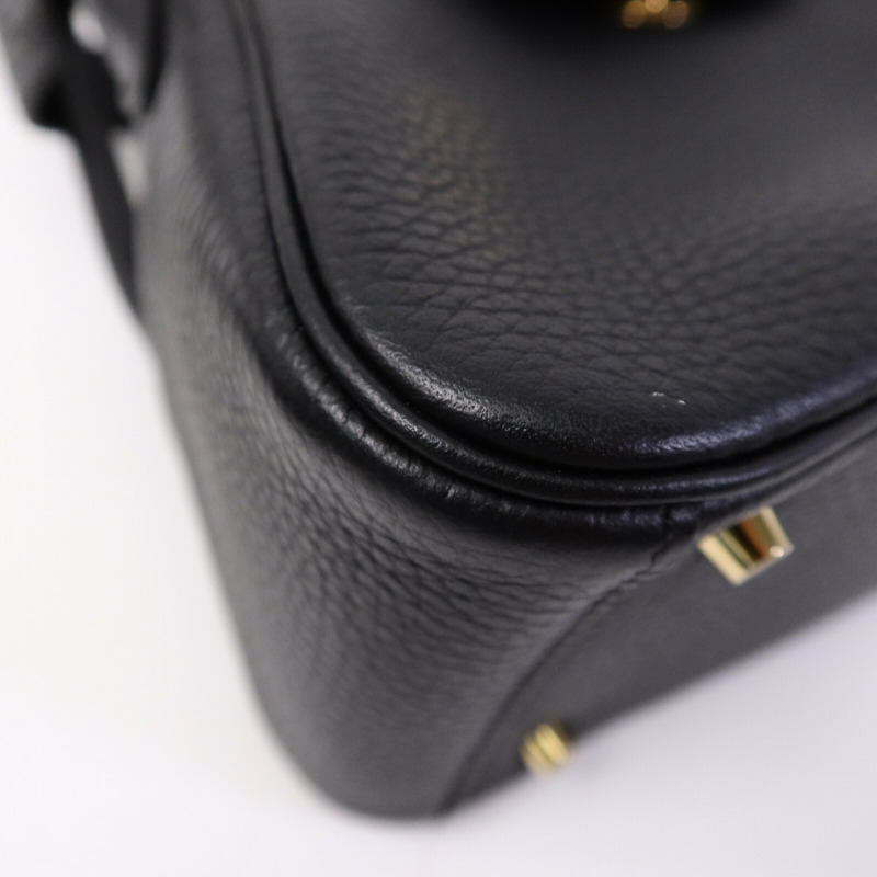 HERMES Clemence皮革Mini Lindy手挽肩背兩用袋Noir-11