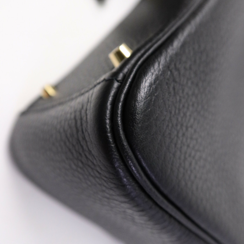 HERMES Clemence皮革Mini Lindy手挽肩背兩用袋Noir-12