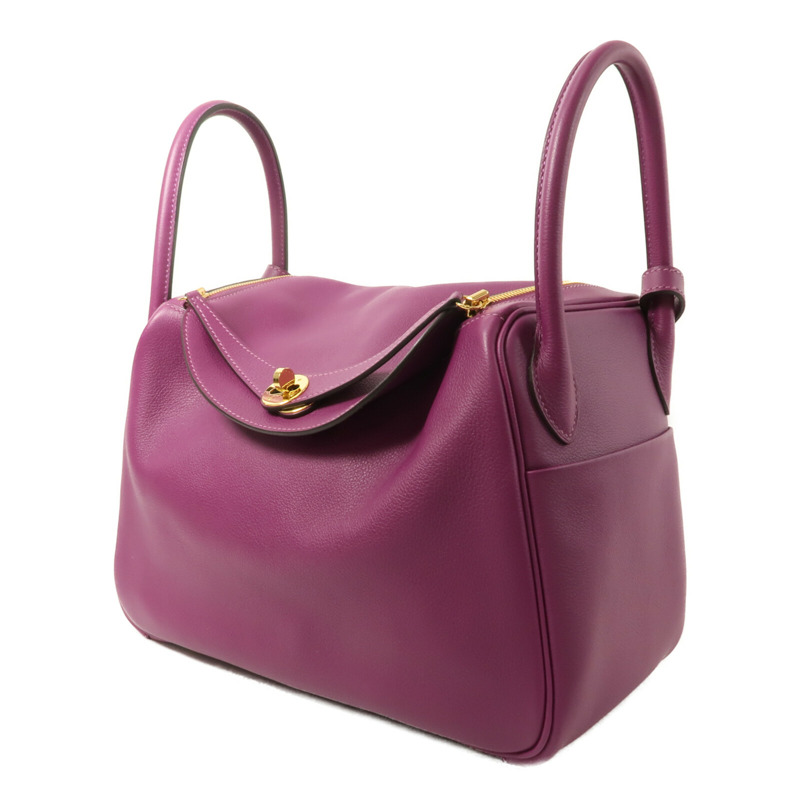 HERMES Evercolor皮革Lindy 30手挽肩背兩用袋Anemone-2