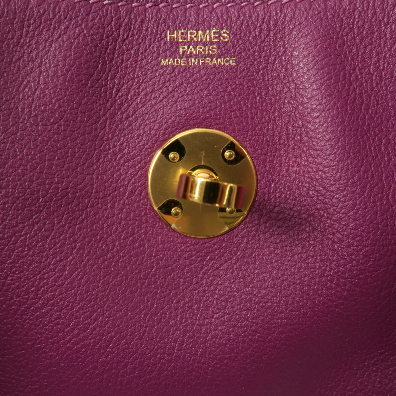 HERMES Evercolor皮革Lindy 30手挽肩背兩用袋Anemone-6