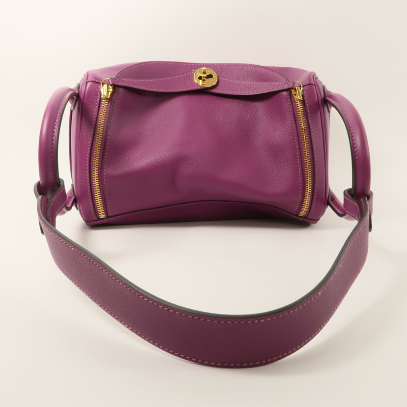 HERMES Evercolor皮革Lindy 30手挽肩背兩用袋Anemone-7