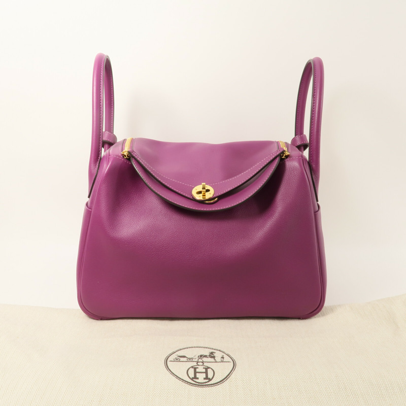 HERMES Evercolor皮革Lindy 30手挽肩背兩用袋Anemone-8