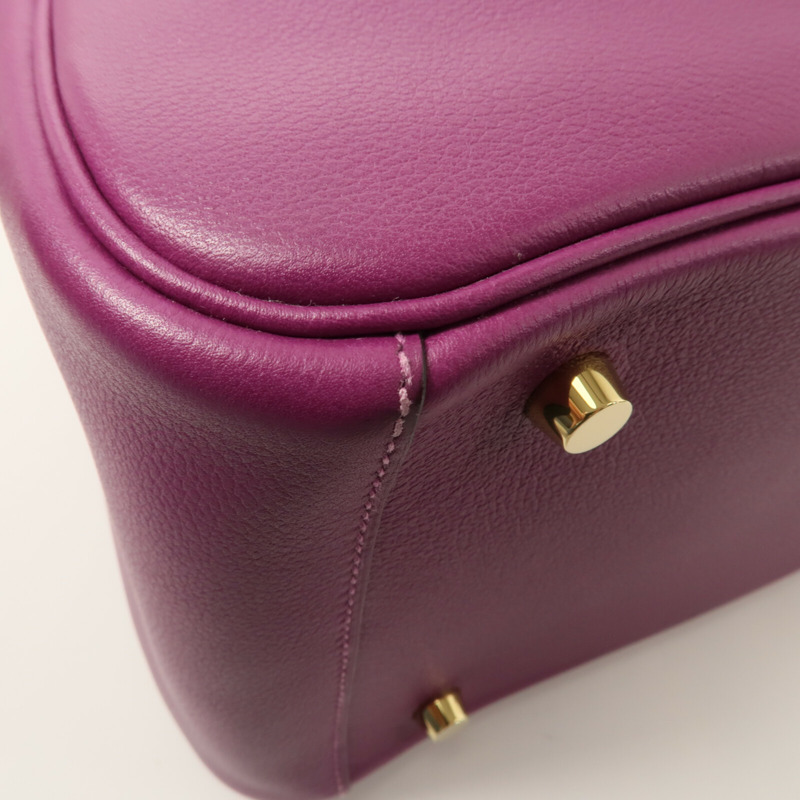 HERMES Evercolor皮革Lindy 30手挽肩背兩用袋Anemone-9