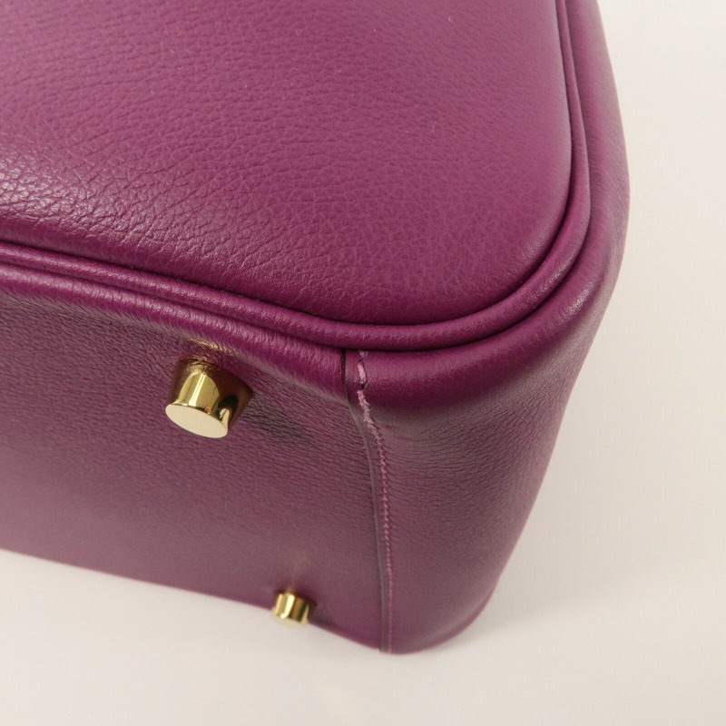HERMES Evercolor皮革Lindy 30手挽肩背兩用袋Anemone-12