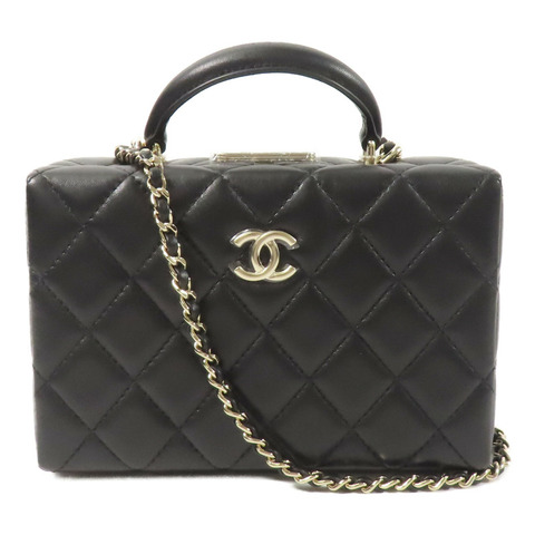 CHANEL 羊皮皮革Small Box鏈帶手挽肩背兩用袋