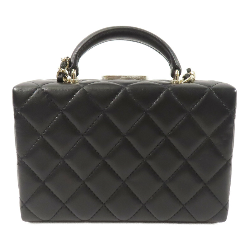 CHANEL 羊皮皮革Small Box鏈帶手挽肩背兩用袋-2