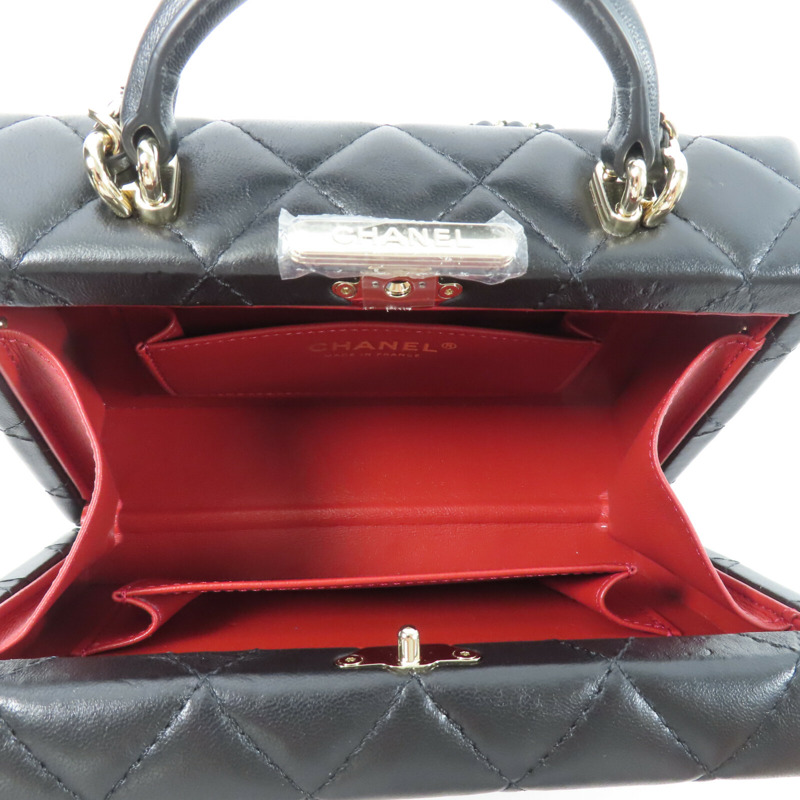 CHANEL 羊皮皮革Small Box鏈帶手挽肩背兩用袋-4
