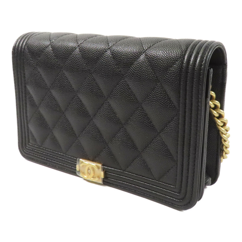 CHANEL 牛皮皮革Boy Wallet On Chain鏈帶肩背袋-1
