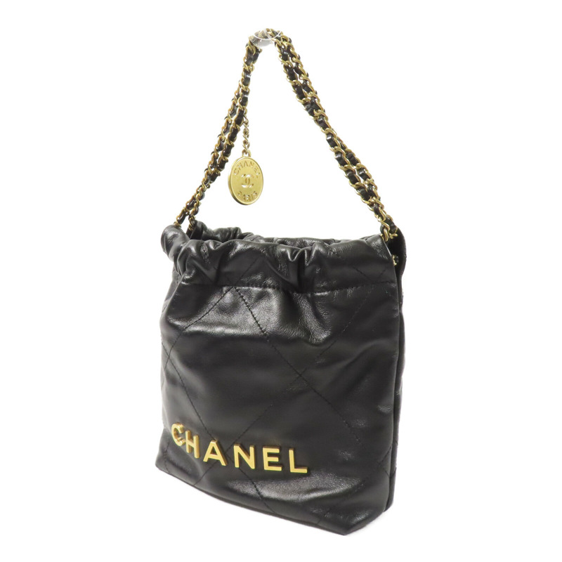 CHANEL 牛皮皮革Chanel 22 Mini鏈帶手挽肩背兩用袋-1