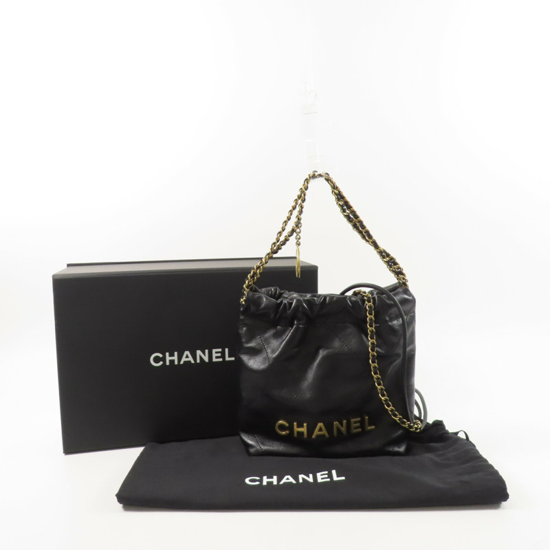CHANEL 牛皮皮革Chanel 22 Mini鏈帶手挽肩背兩用袋-11