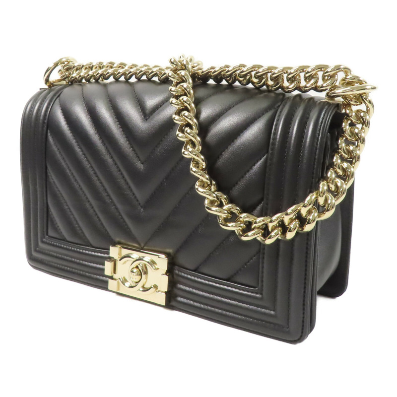 CHANEL 牛皮皮革Boy 25鏈帶肩背袋-1
