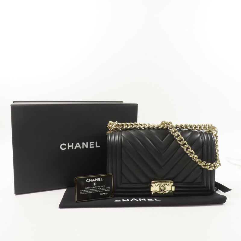 CHANEL 牛皮皮革Boy 25鏈帶肩背袋-10