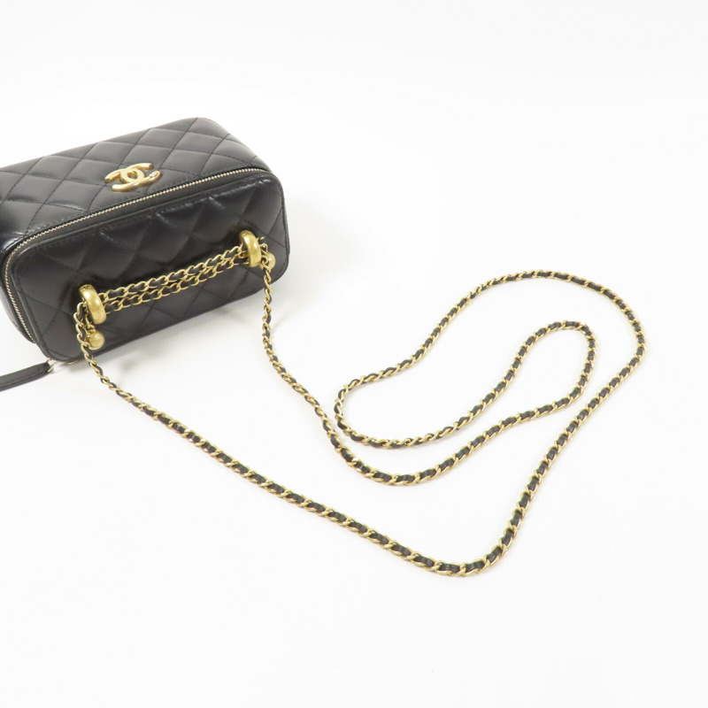 CHANEL 羊皮皮革Vanity Case鏈帶肩背袋-9