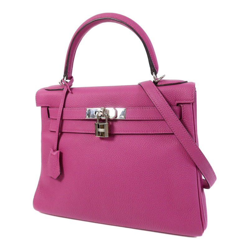 HERMES Togo皮革Kelly 28手挽肩背兩用袋Rose Purple-2