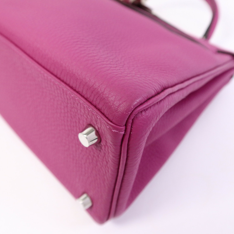 HERMES Togo皮革Kelly 28手挽肩背兩用袋Rose Purple-9