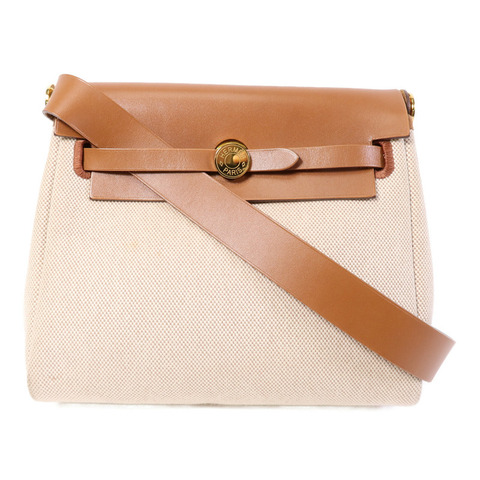 HERMES 帆布Mini Herbag肩背袋Gold