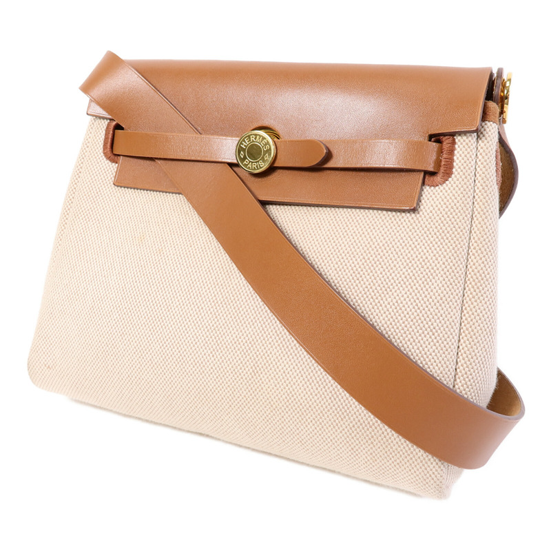 HERMES 帆布Mini Herbag肩背袋Gold-2