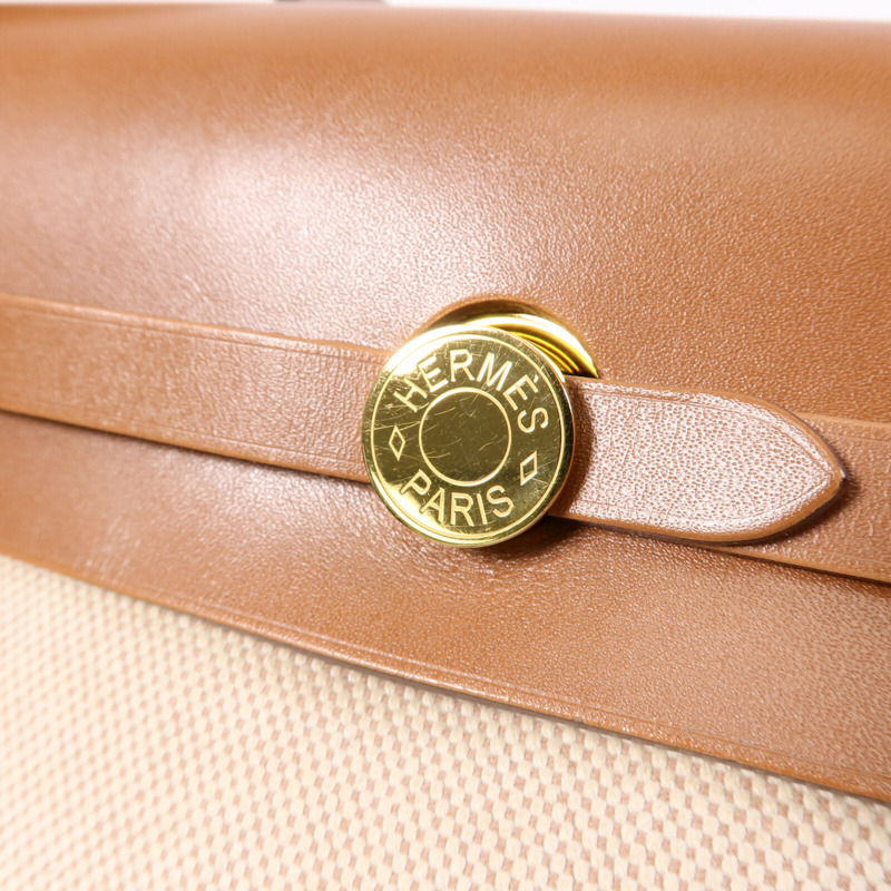 HERMES 帆布Mini Herbag肩背袋Gold-6