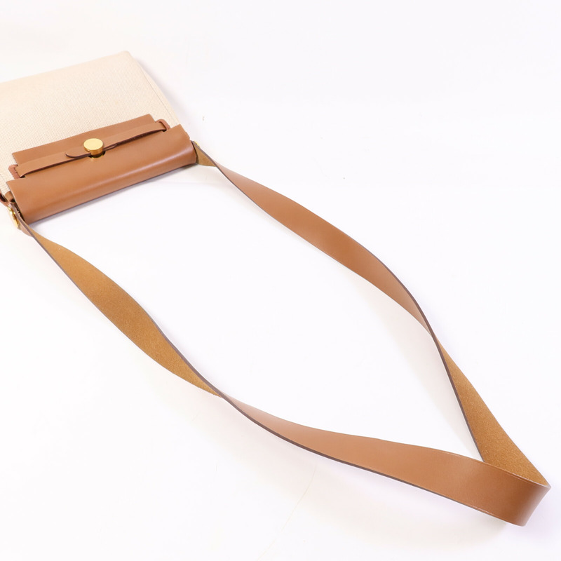 HERMES 帆布Mini Herbag肩背袋Gold-8