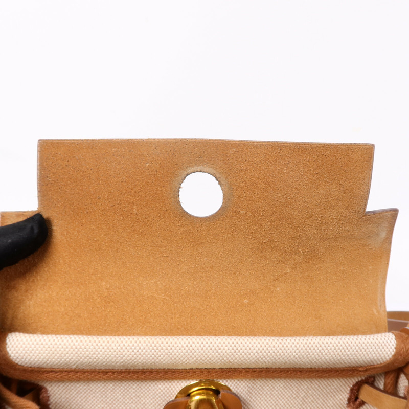 HERMES 帆布Mini Herbag肩背袋Gold-14