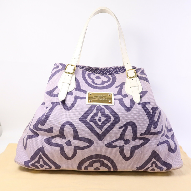 LOUIS VUITTON 帆布Tahitienne GM Lilac手挽袋-8