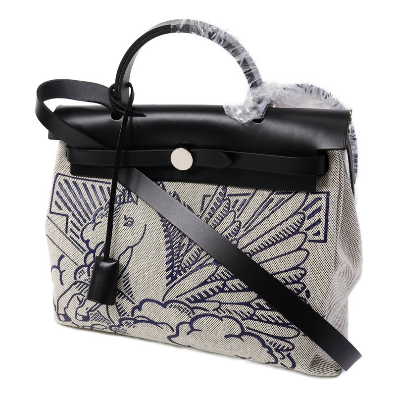 HERMES 帆布Herbag Pegasus Pop PM手挽肩背兩用袋Noir-2