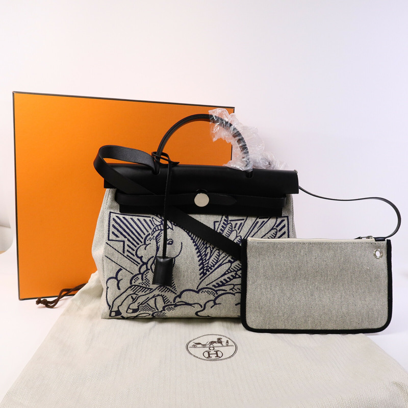 HERMES 帆布Herbag Pegasus Pop PM手挽肩背兩用袋Noir-9