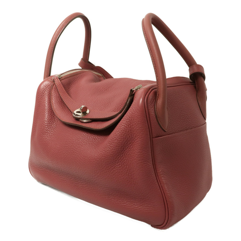 HERMES Clemence皮革Lindy 30手挽肩背兩用袋Rubis-2