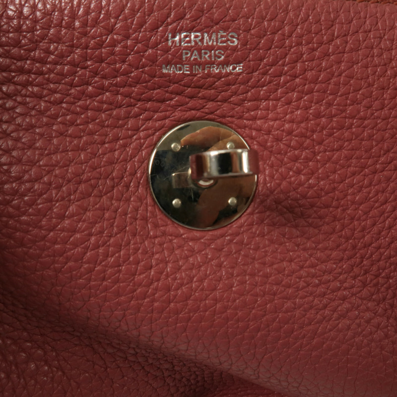 HERMES Clemence皮革Lindy 30手挽肩背兩用袋Rubis-5