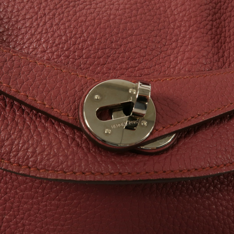 HERMES Clemence皮革Lindy 30手挽肩背兩用袋Rubis-6