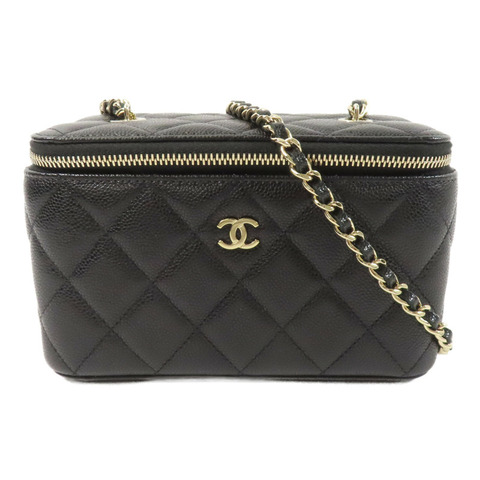 CHANEL 牛皮皮革Vanity Case鏈帶肩背袋