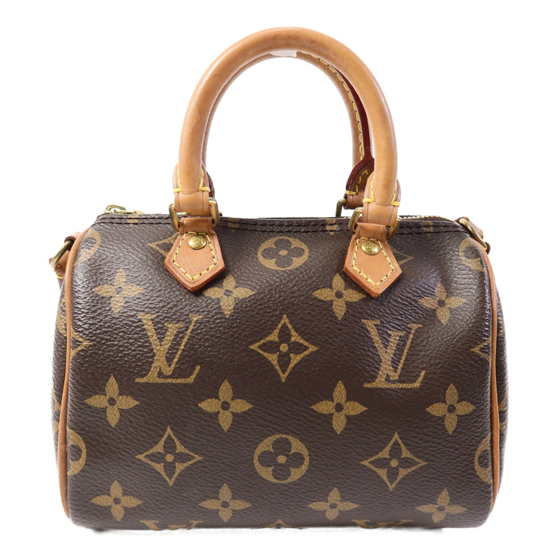 LOUIS VUITTON Monogram Nano Speedy手挽肩背兩用袋棕色-1