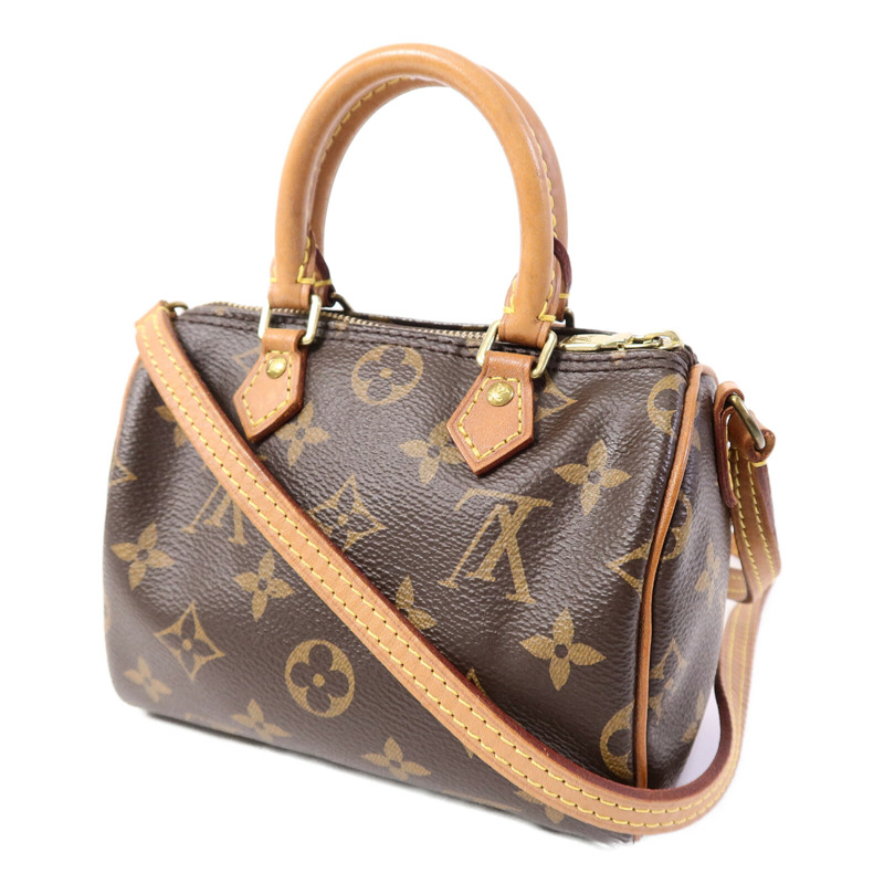 LOUIS VUITTON Monogram Nano Speedy手挽肩背兩用袋棕色-2
