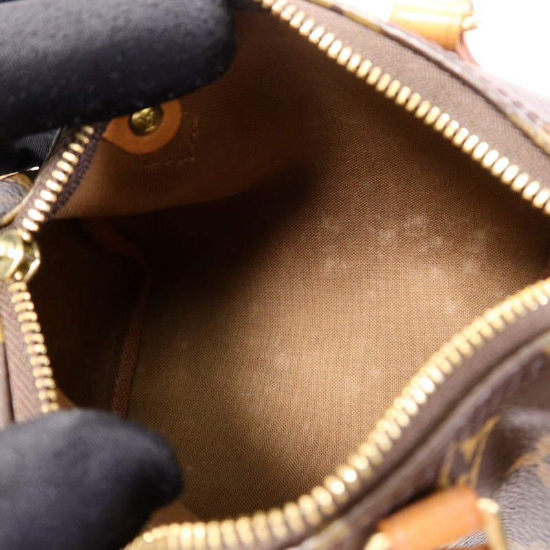 LOUIS VUITTON Monogram Nano Speedy手挽肩背兩用袋棕色-4