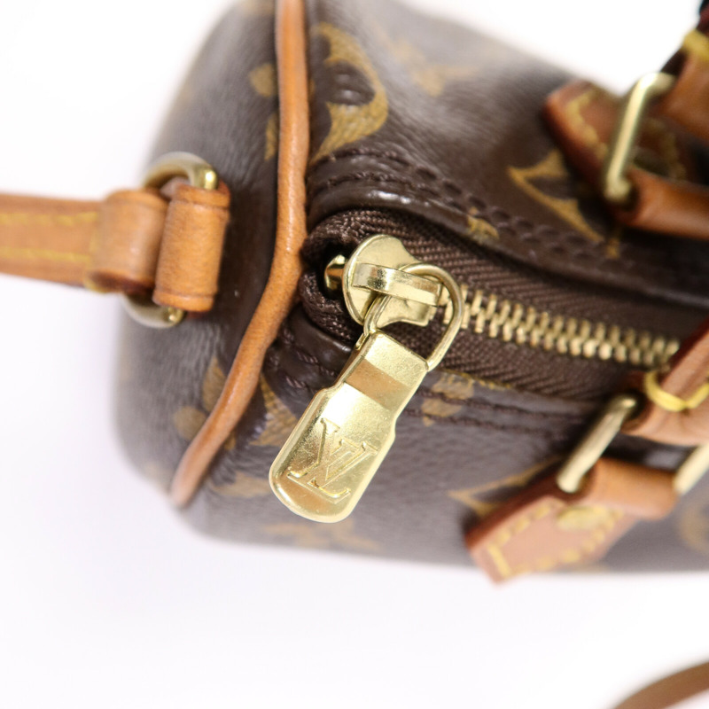 LOUIS VUITTON Monogram Nano Speedy手挽肩背兩用袋棕色-6
