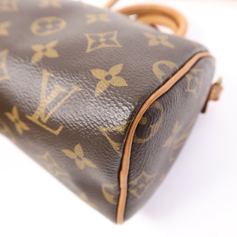 LOUIS VUITTON Monogram Nano Speedy手挽肩背兩用袋棕色-10
