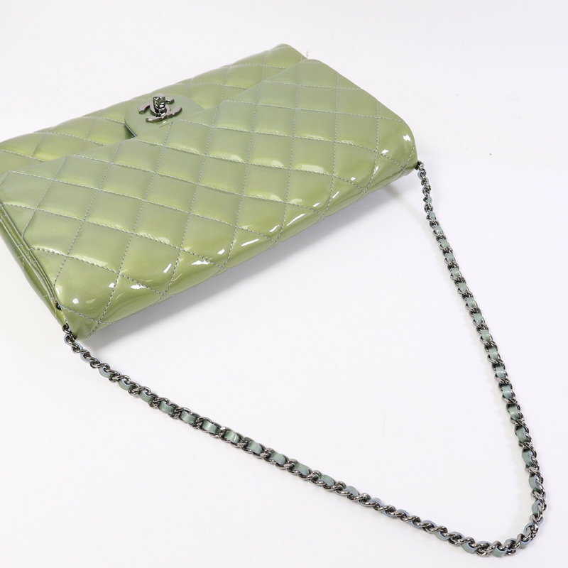 CHANEL 漆皮皮革Classic Flap鏈帶肩背袋-8