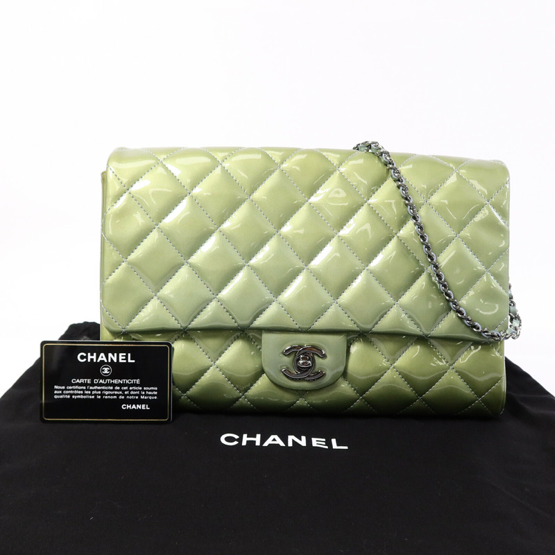 CHANEL 漆皮皮革Classic Flap鏈帶肩背袋-9