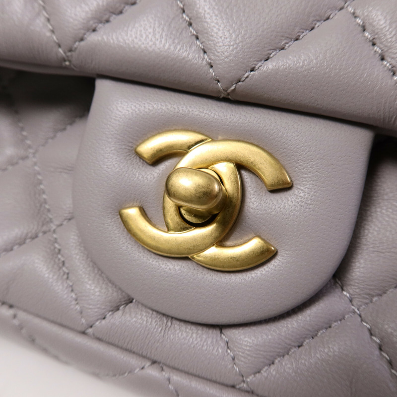 CHANEL 羊皮皮革Classic Flap 20 Golden Ball鏈帶手挽肩背兩用袋-6
