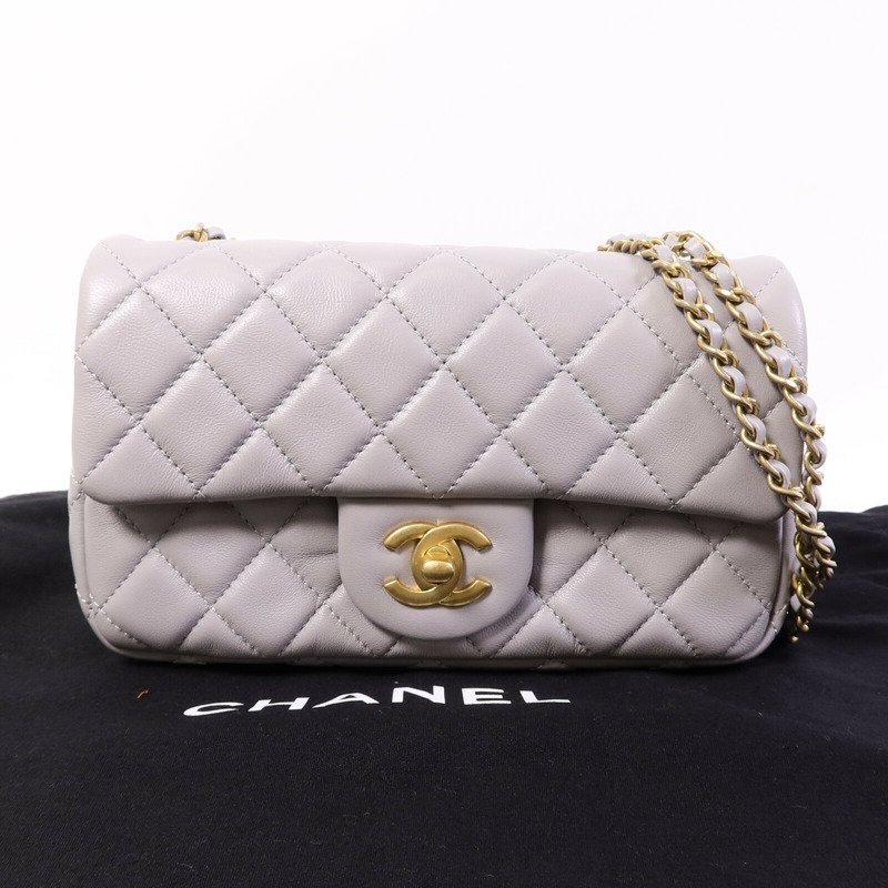 CHANEL 羊皮皮革Classic Flap 20 Golden Ball鏈帶手挽肩背兩用袋-9